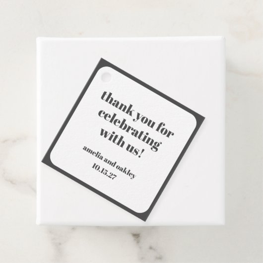 Minimalistische Schwarz-Weiß-Feier Vielen Dank Geschenkanhänger (Beispiel)