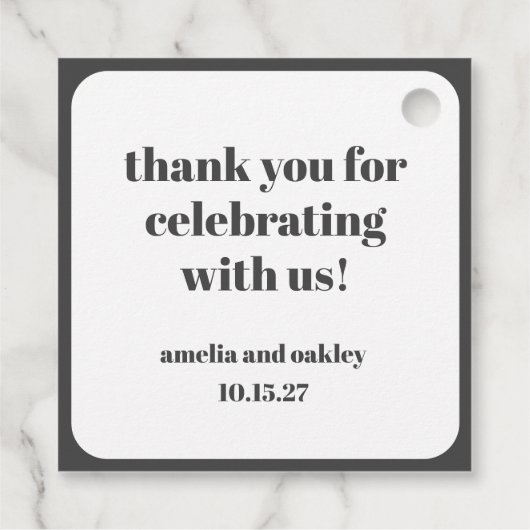Minimalistische Schwarz-Weiß-Feier Vielen Dank Geschenkanhänger (Rückseite)