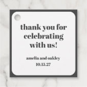Minimalistische Schwarz-Weiß-Feier Vielen Dank Geschenkanhänger (Vorderseite)