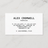 Minimalistische Schwarz-Weiß-Fett-Typografie Visitenkarte (Rückseite)