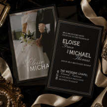 Minimalistische Schwarz-Weiß-Formal-Foto-Hochzeit