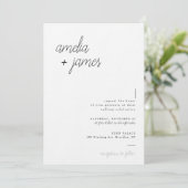 Minimalistische Schwarz-Weiß-Foto-Hochzeit Einladung (Stehend Vorderseite)