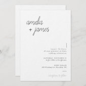 Minimalistische Schwarz-Weiß-Foto-Hochzeit Einladung (Vorne/Hinten)