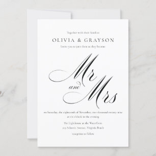 Minimalistische Schwarz-Weiß-Foto-Hochzeit Einladung