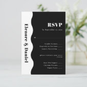 Minimalistische Schwarz-Weiß-Foto-Hochzeit RSVP Karte (Stehend Vorderseite)