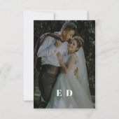 Minimalistische Schwarz-Weiß-Foto-Hochzeit RSVP Karte (Rückseite)