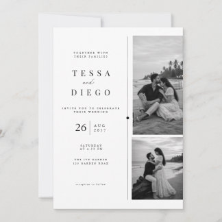 Minimalistische Schwarz-Weiß-Foto-Hochzeitseinladu Einladung