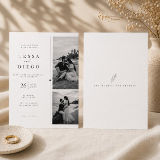 Minimalistische Schwarz-Weiß-Foto-Hochzeitseinladu Einladung