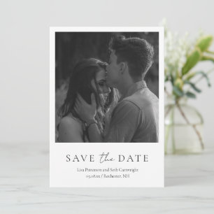Minimalistische Schwarz-Weiß-Foto-Klassische Hochz Save The Date