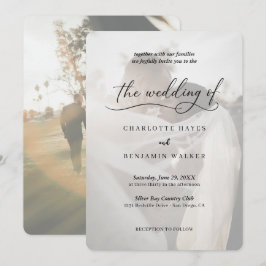 Minimalistische Schwarz-Weiß-Foto-Overlay-Hochzeit Einladung
