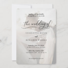 Minimalistische Schwarz-Weiß-Foto-Overlay-Hochzeit Einladung