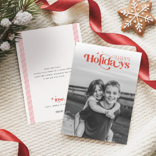 Minimalistische Schwarz-Weiß-Foto Retro-Weihnachte Feiertagskarte