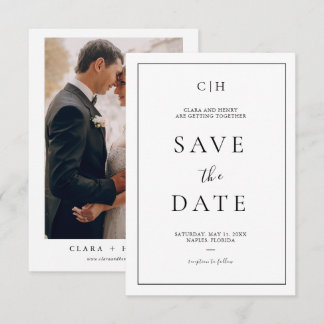 Minimalistische Schwarz-Weiß-Foto-Save-the-Date-Ka Save The Date