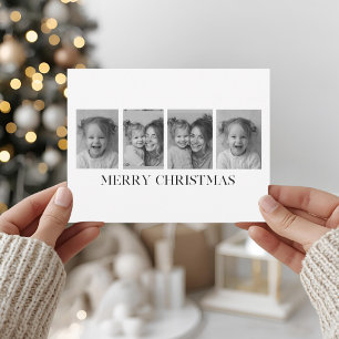 Minimalistische Schwarz-Weiß-Frohe-Weihnachten-Fot Feiertagspostkarte