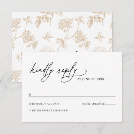 Minimalistische Schwarz-Weiß-Gold Hochzeits-RSVP-K RSVP Karte