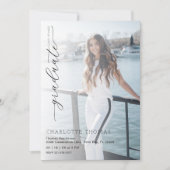 Minimalistische Schwarz-Weiß-Graduierungspartei Einladung (Vorderseite)