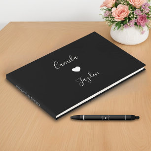 Minimalistische Schwarz-Weiß-Heart Gästebuch