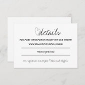 Minimalistische Schwarz-Weiß-Herz-Hochzeit - Detai RSVP Karte (Vorne/Hinten)