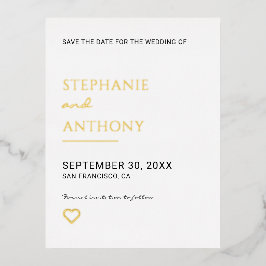 Minimalistische Schwarz-Weiß-Herzenshochzeit Folie Einladungspostkarte