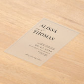 Minimalistische Schwarz-Weiß-Hochzeit Acryleinladungen (Ablage )