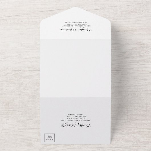 Minimalistische Schwarz-Weiß-Hochzeit All In One Einladung (Außenbereich)