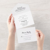 Minimalistische Schwarz-Weiß-Hochzeit All In One Einladung (Abreißen)
