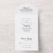 Minimalistische Schwarz-Weiß-Hochzeit All In One Einladung (Innen Boden)