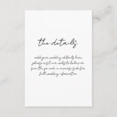 Minimalistische Schwarz-Weiß-Hochzeit Begleitkarte (Vorderseite)