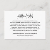 Minimalistische Schwarz-Weiß-Hochzeit Begleitkarte (Vorderseite)