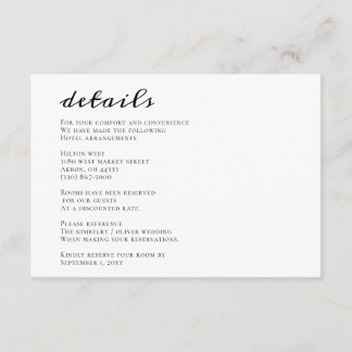 Minimalistische Schwarz-Weiß-Hochzeit Begleitkarte