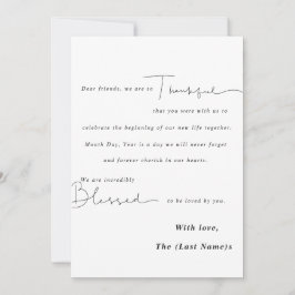 Minimalistische Schwarz/Weiß Hochzeit Dankeschön K Dankeskarte