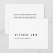 Minimalistische Schwarz-Weiß-Hochzeit Dankeskarte (Vorne/Hinten)