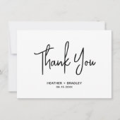 Minimalistische Schwarz-Weiß-Hochzeit Dankeskarte (Vorderseite)