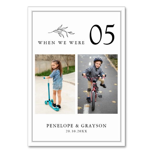 Minimalistische Schwarz-Weiß-Hochzeit des modernen Tischnummer (Rückseite)