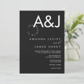 Minimalistische Schwarz-Weiß-Hochzeit Einladung (Stehend Vorderseite)