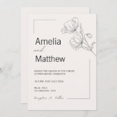 Minimalistische Schwarz-Weiß-Hochzeit Einladung (Vorne/Hinten)