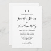 Minimalistische Schwarz-Weiß-Hochzeit Einladung (Vorne/Hinten)