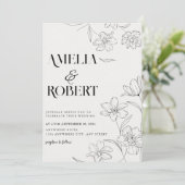 Minimalistische Schwarz-Weiß-Hochzeit Einladung (Stehend Vorderseite)