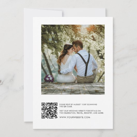 Minimalistische Schwarz-Weiß-Hochzeit Einladung (Rückseite)