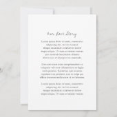 Minimalistische Schwarz-Weiß-Hochzeit Einladung (Rückseite)