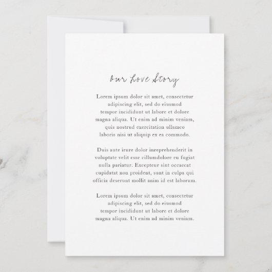 Minimalistische Schwarz-Weiß-Hochzeit Einladung (Rückseite)