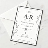 Minimalistische Schwarz-Weiß-Hochzeit Einladung