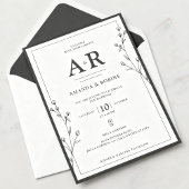 Minimalistische Schwarz-Weiß-Hochzeit Einladung