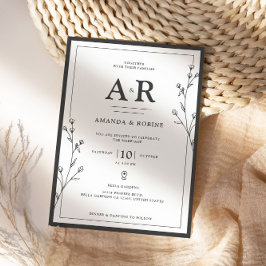 Minimalistische Schwarz-Weiß-Hochzeit Einladung