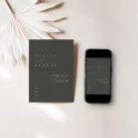 Minimalistische Schwarz-Weiß-Hochzeit Einladung<br><div class="desc">Bitte beachten Sie, dass die Kartenfarbe dunkelgrau und nicht schwarz ist. Diese einfache und elegante Einladung ist perfekt für eine moderne Hochzeit. Das Design besticht durch einen handgeschriebenen Schriftart und modernes minimalistisches Design. Für die Hochzeitskollektion "SERENA" konzipiert. Klicken Sie auf "Personalisieren", um Ihre Namen, den Ort der Hochzeit, das Datum...</div>