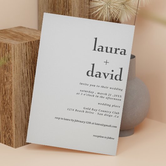 Minimalistische Schwarz-Weiß-Hochzeit Einladung