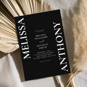 Minimalistische Schwarz-Weiß-Hochzeit Einladung