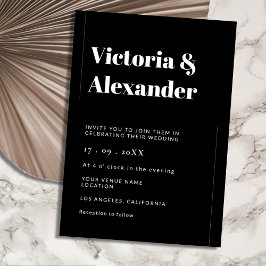 Minimalistische Schwarz-Weiß-Hochzeit Einladung