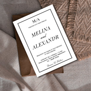 Minimalistische Schwarz-Weiß-Hochzeit Einladung