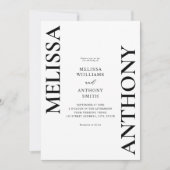 Minimalistische Schwarz-Weiß-Hochzeit Einladung (Vorderseite)